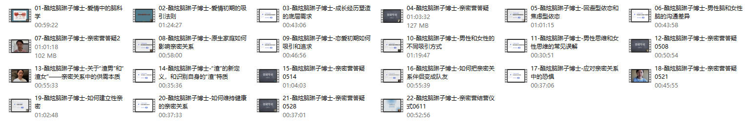 《脑科学亲密关系训练营》22节完结，琳子博士系列课
