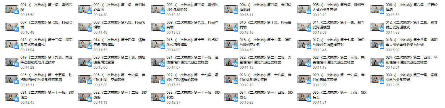 《二次热恋》2.0进阶版 （视频），何丽娟课程